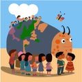 Children and big bugs Royalty Free Stock Photo